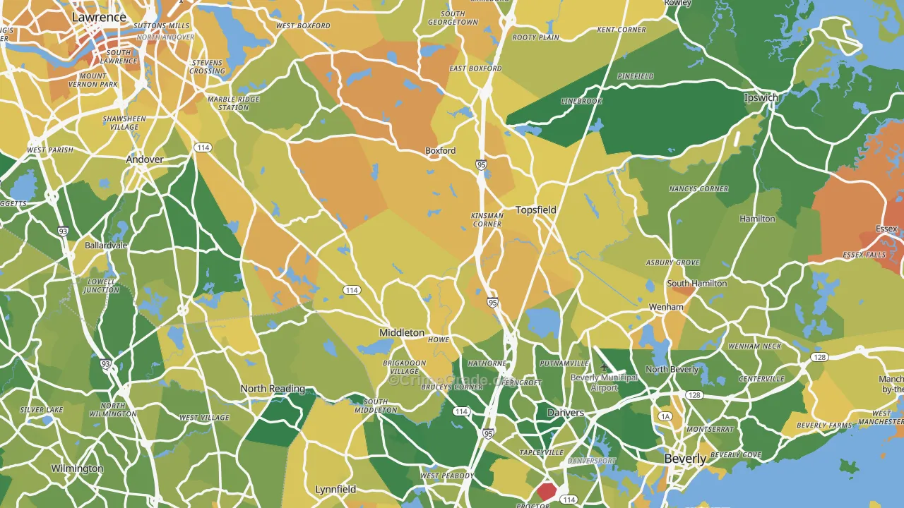 Essex County, MA Map of Murder Rates