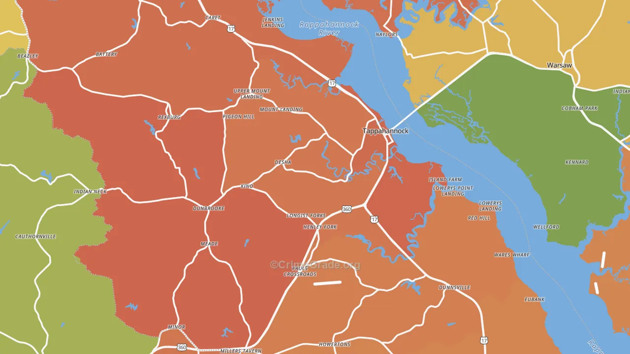Essex County, VA Map of Murder Rates