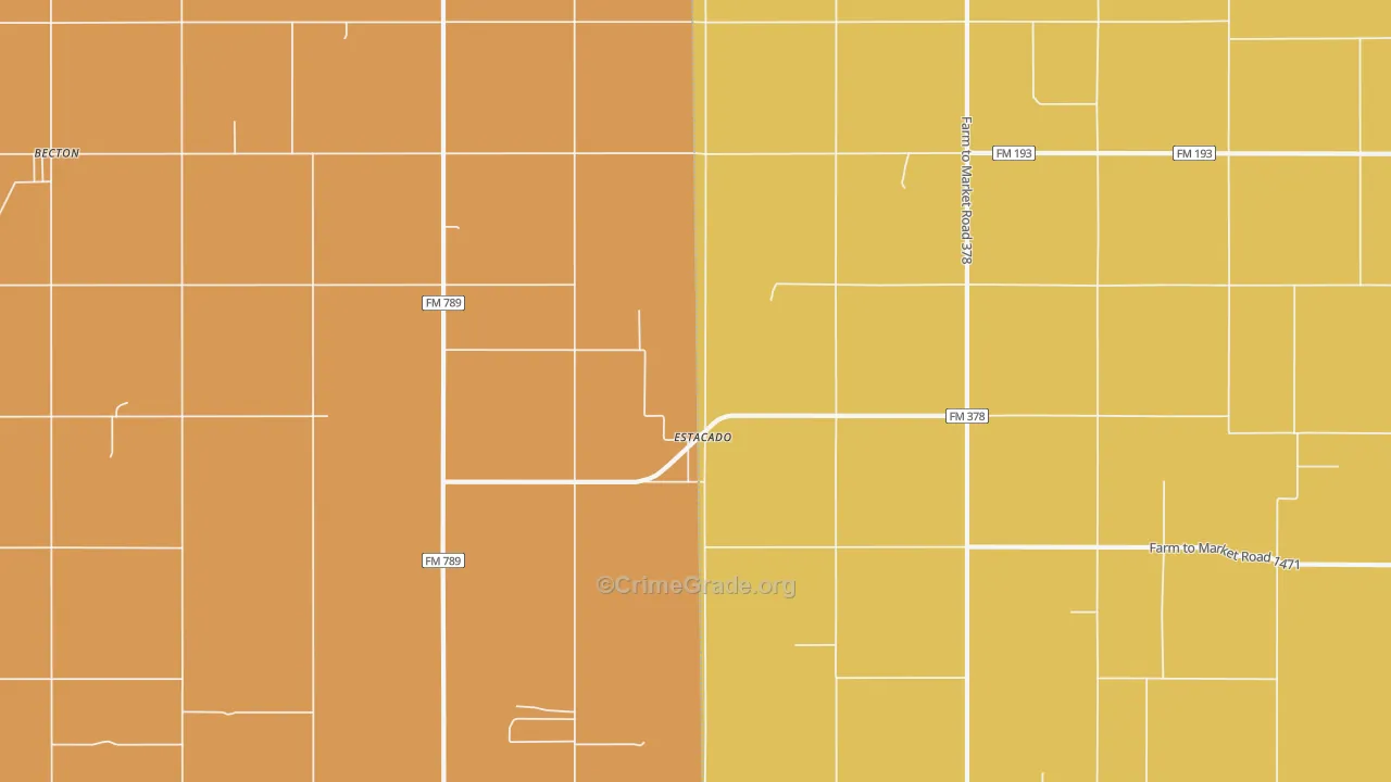 Estacado, TX Map of Murder Rates