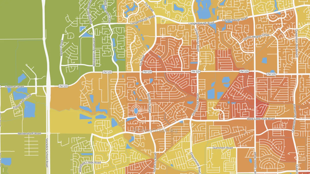 Estates Of Highland Creek, Katy, TX Map of Murder Rates