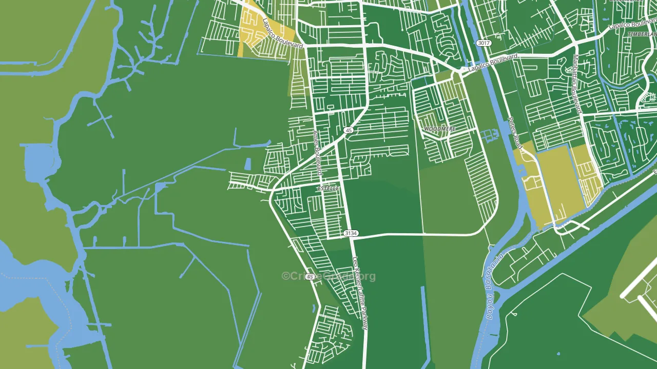 Estelle, LA Map of Murder Rates