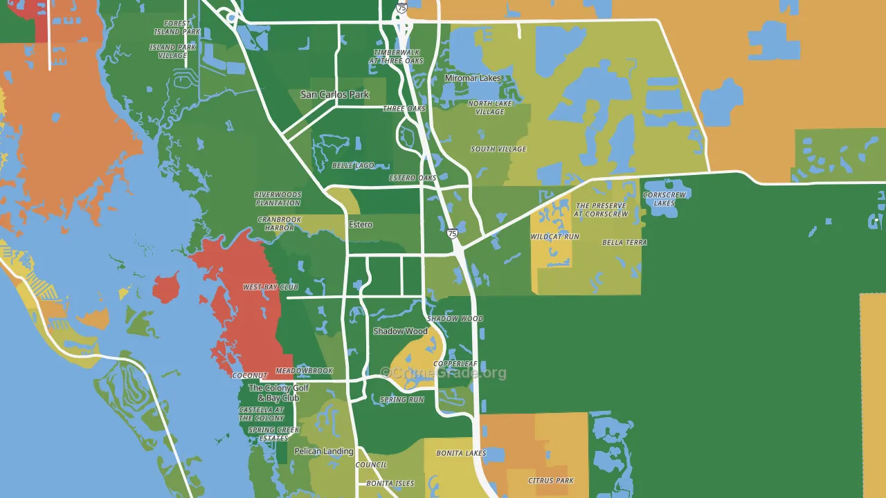 Estero, FL Map of Murder Rates
