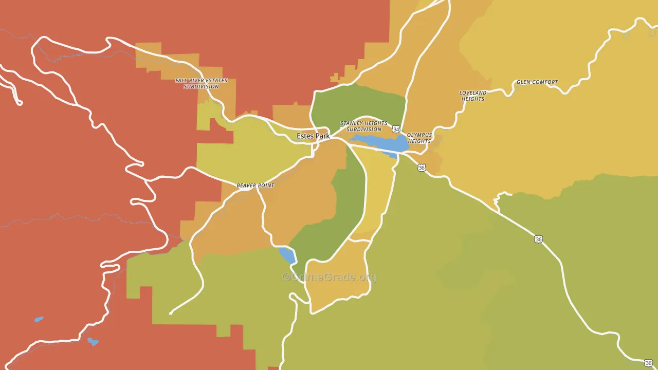 Estes Park, CO Map of Murder Rates
