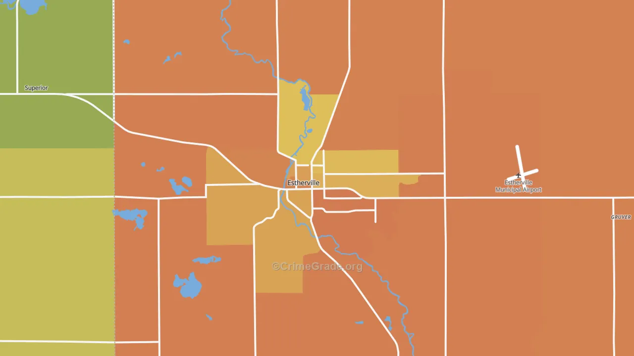 Estherville, IA Map of Murder Rates