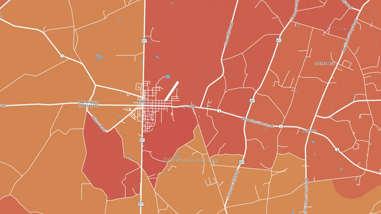 Estill, SC Map of Murder Rates