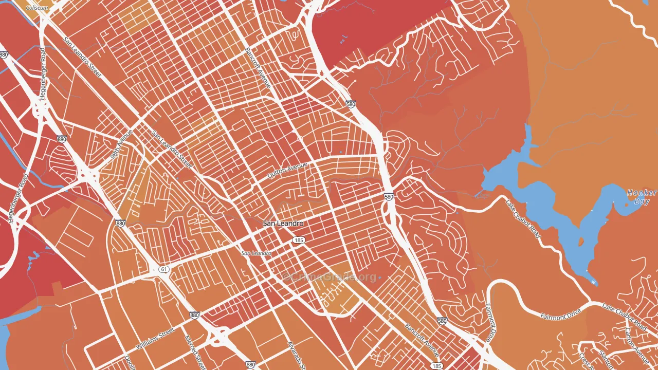 Estudillo Estates-Glen, San Leandro, CA Map of Murder Rates