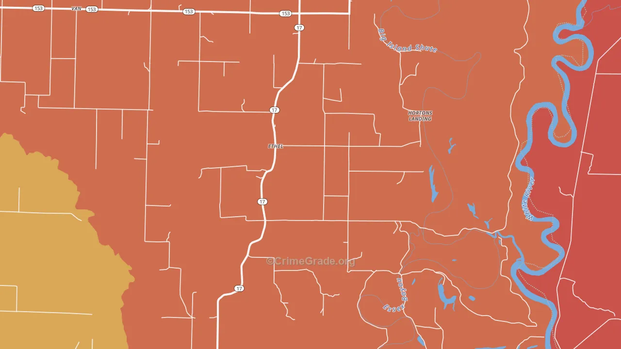 Ethel, AR Map of Murder Rates