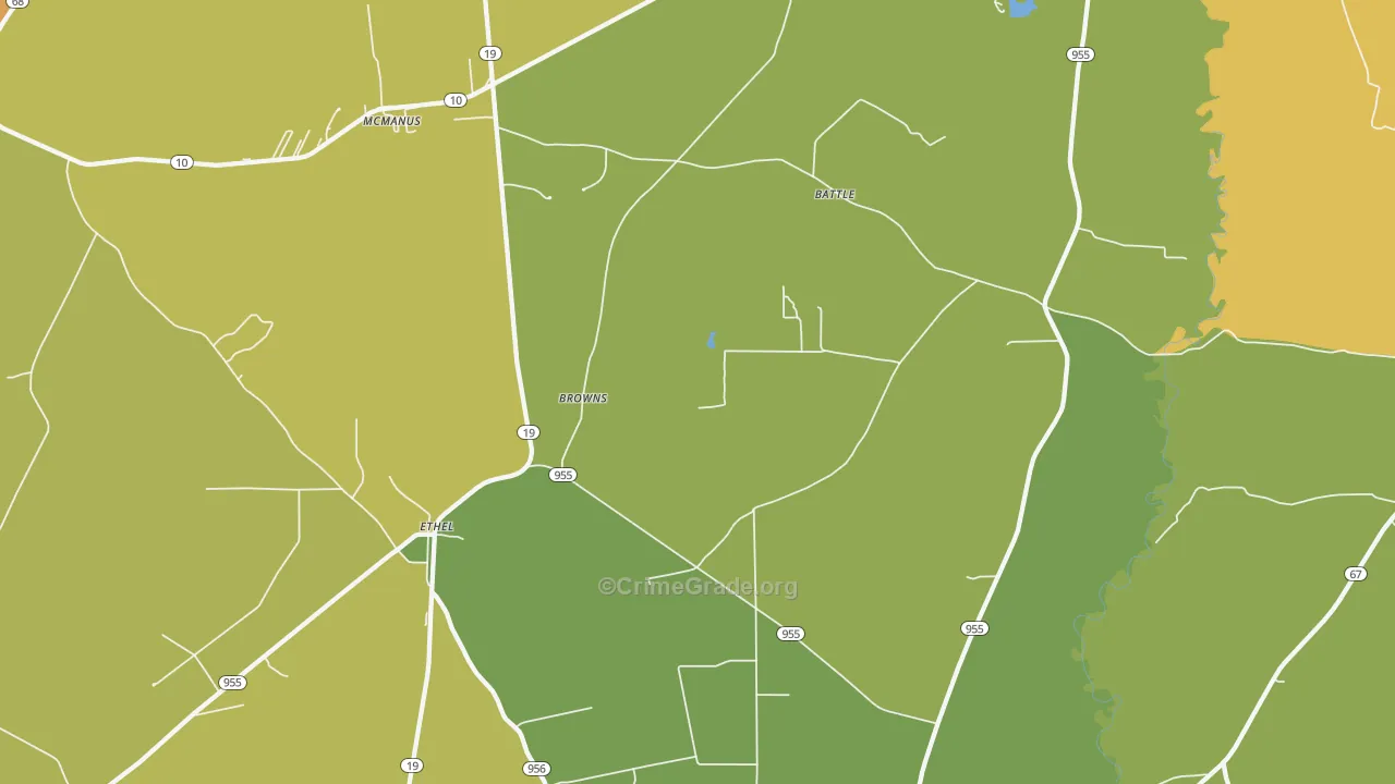 Ethel, LA Map of Murder Rates