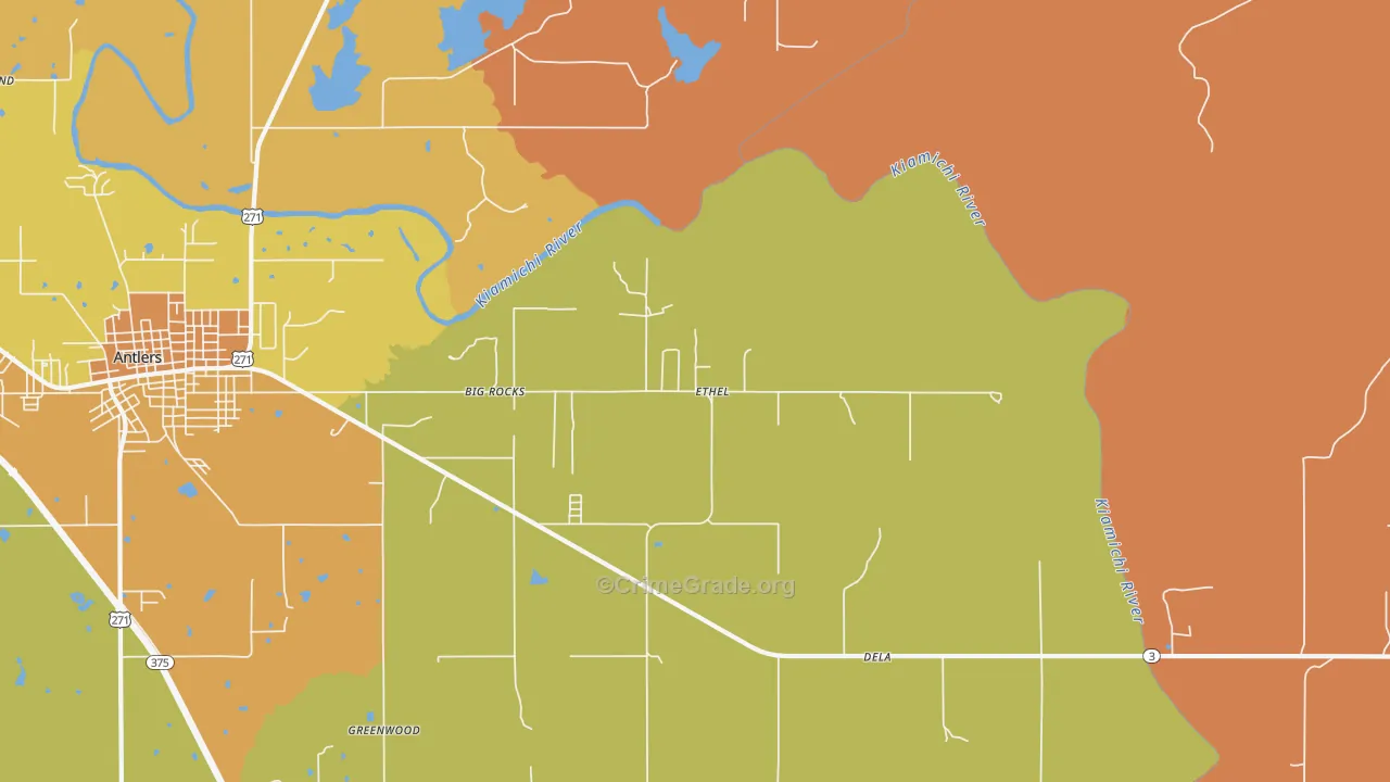 Ethel, OK Map of Murder Rates