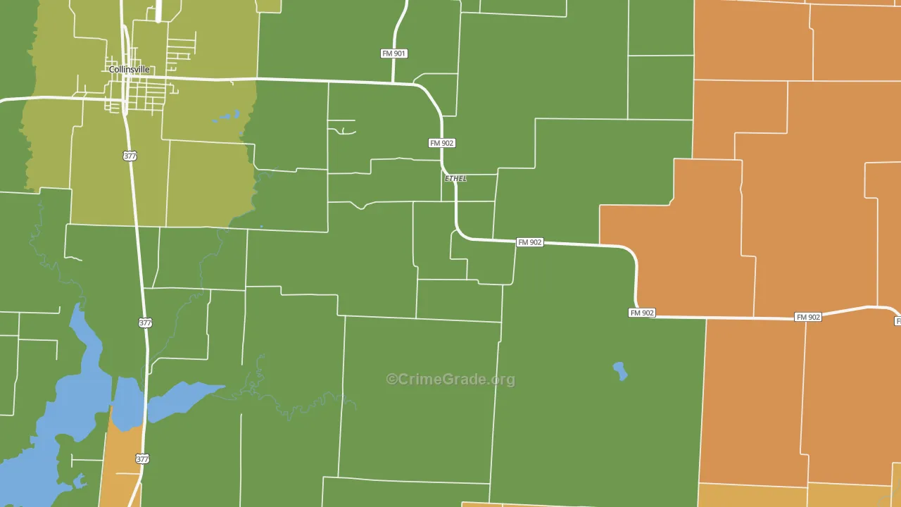 Ethel, TX Map of Murder Rates