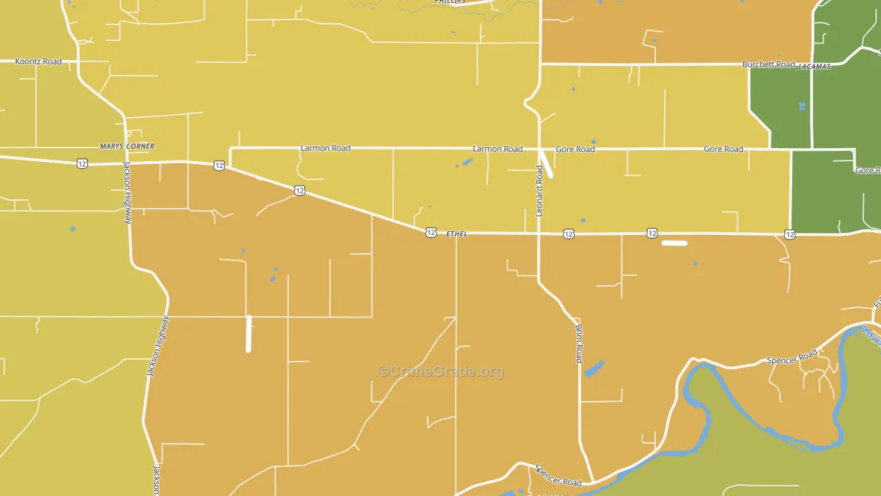 Ethel, WA Map of Murder Rates