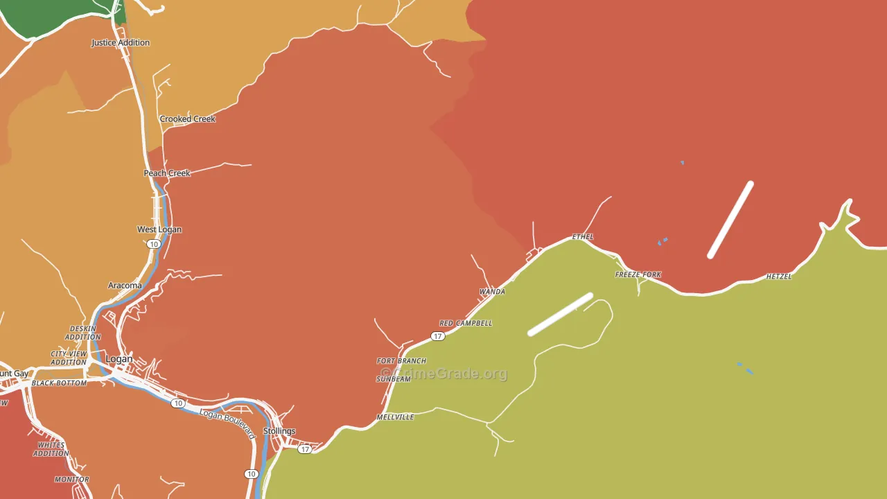 Ethel, WV Map of Murder Rates