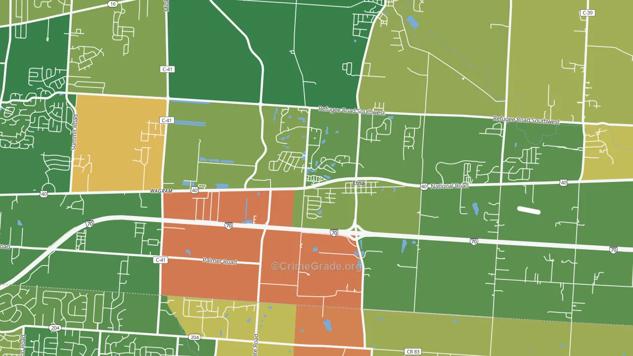 Etna, OH Map of Murder Rates