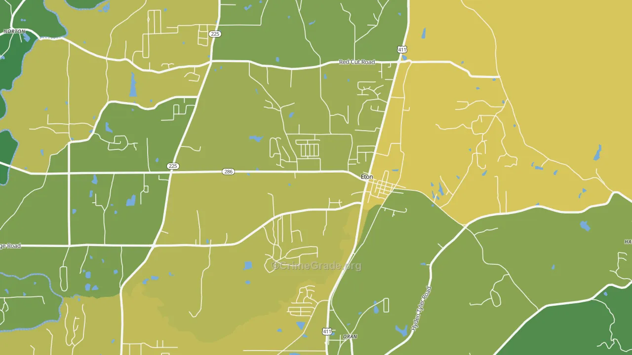 Eton, GA Map of Murder Rates
