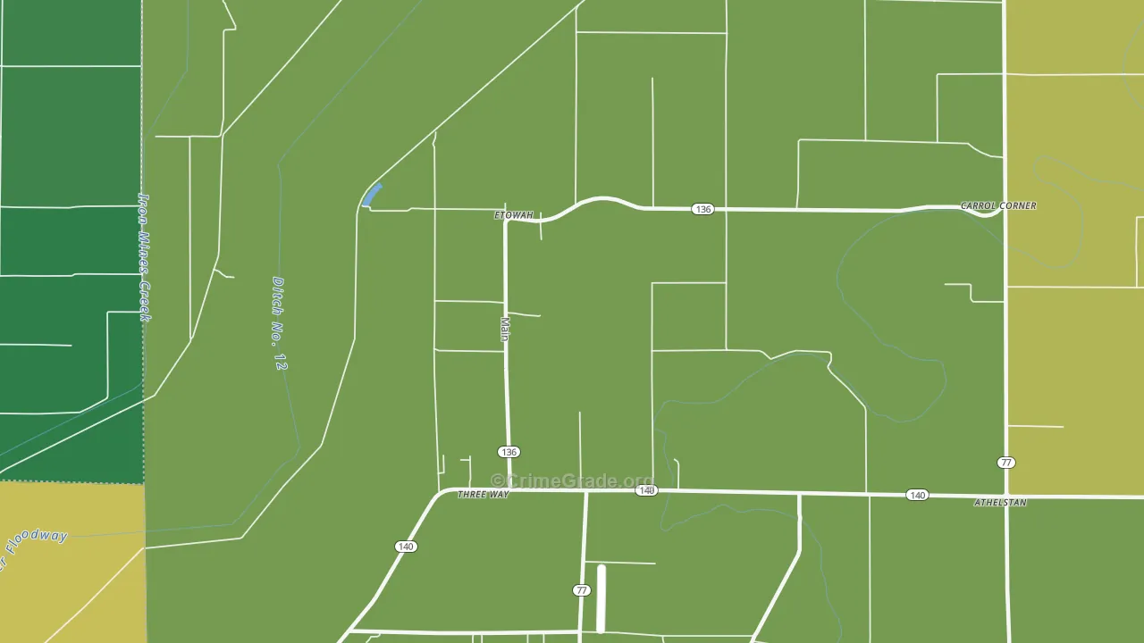 Etowah, AR Map of Murder Rates
