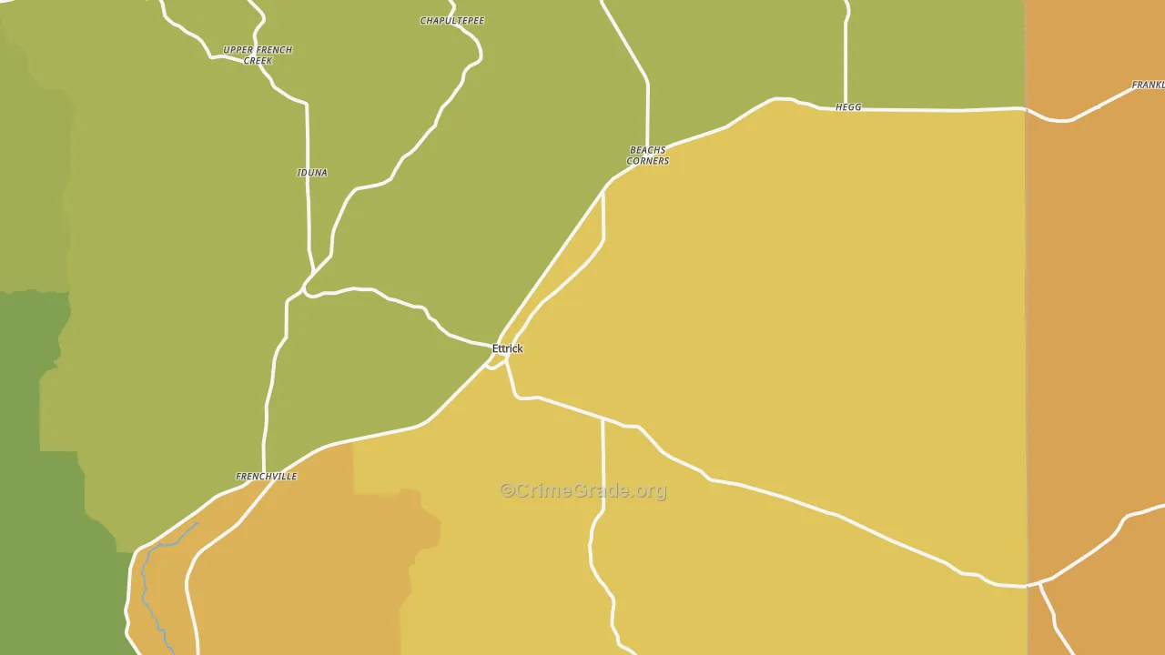 Ettrick, WI Map of Murder Rates