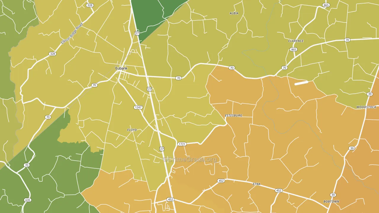 Eubank, KY Map of Murder Rates