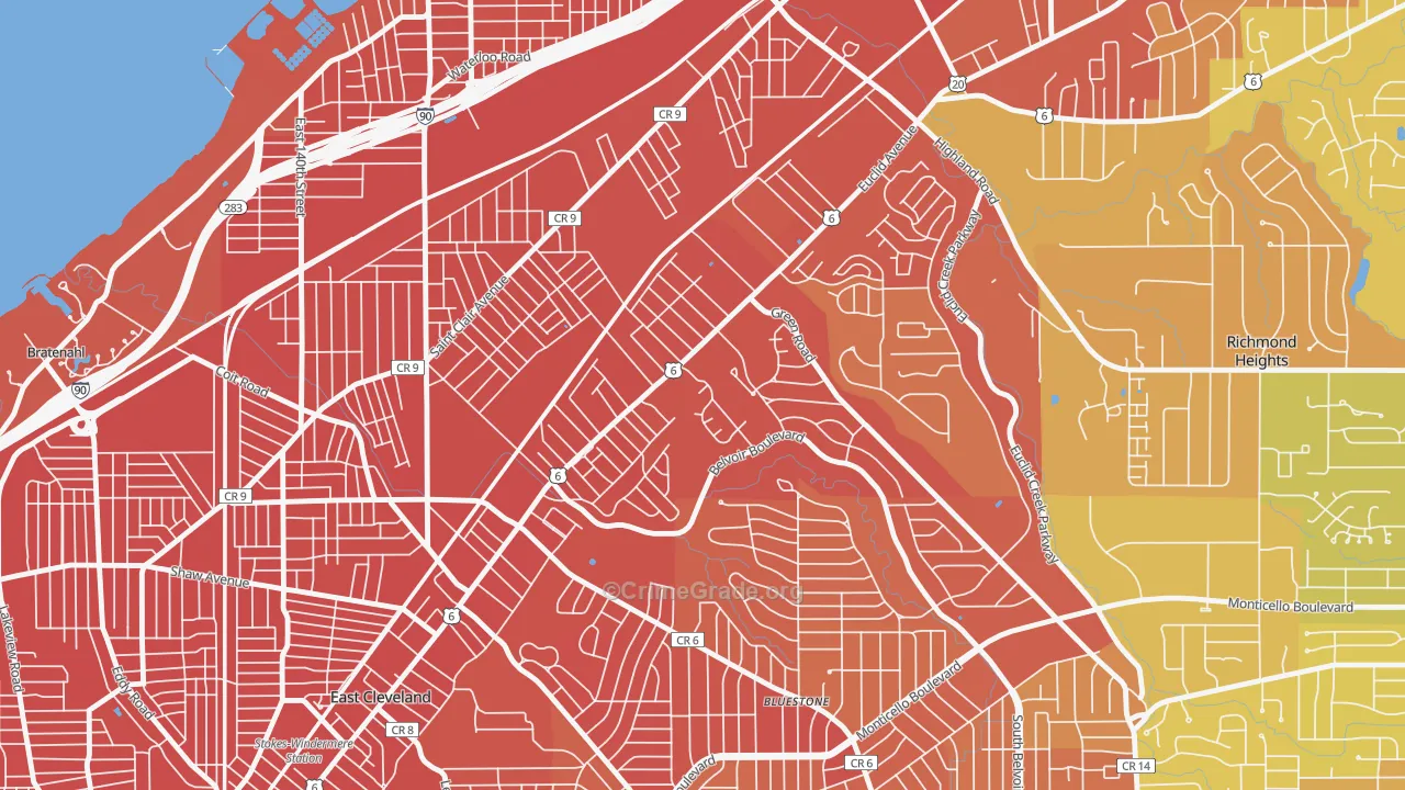 Euclid-Green, Cleveland, OH Map of Murder Rates