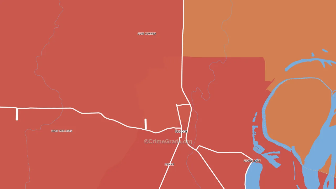Eudora, AR Map of Murder Rates