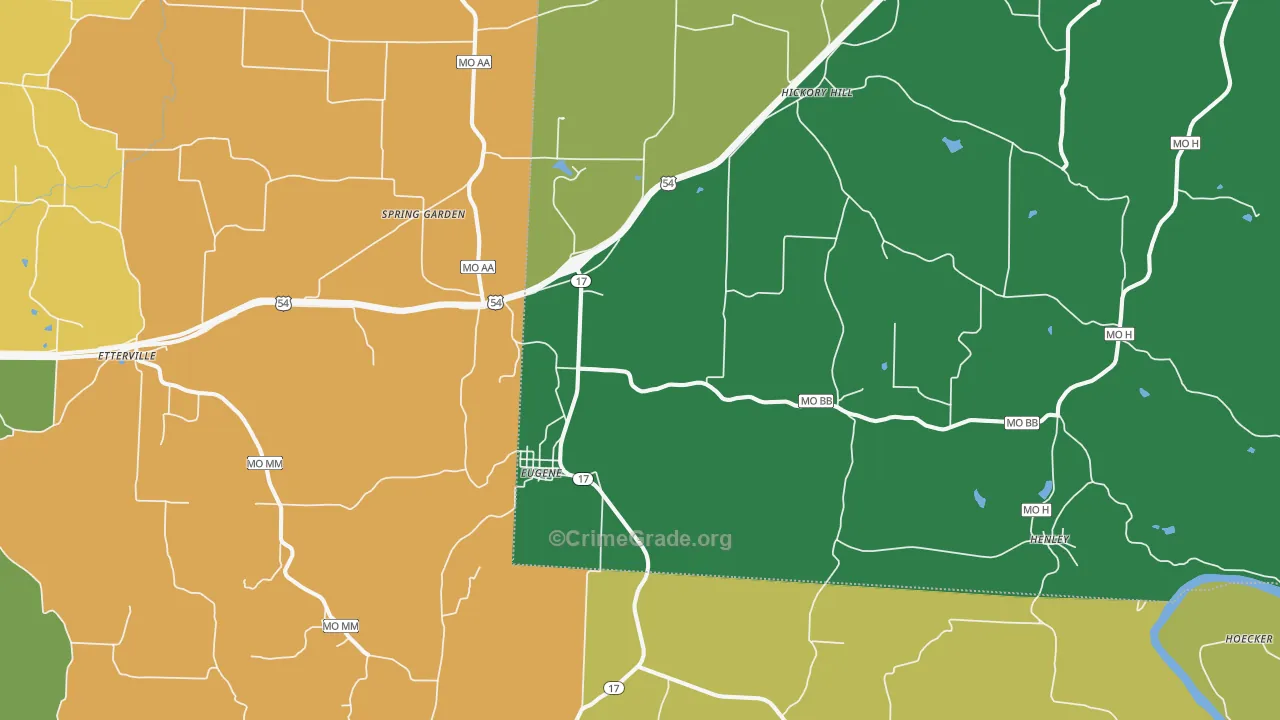 Eugene, MO Map of Murder Rates