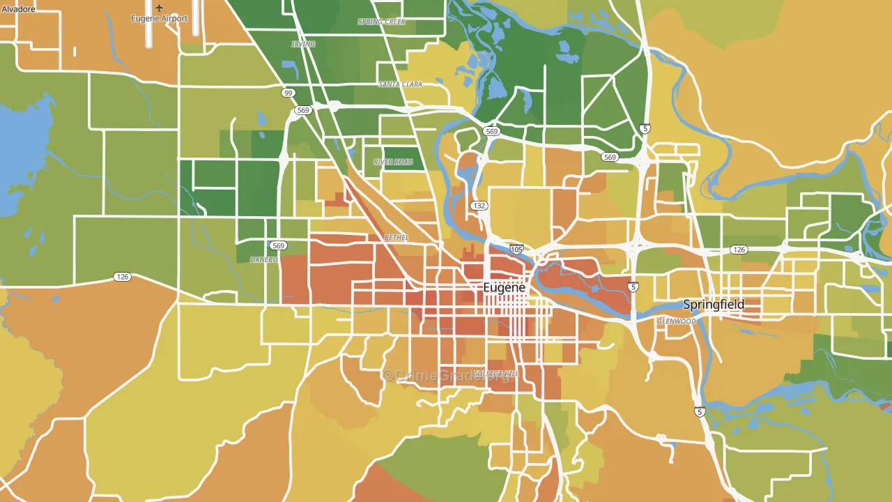 Eugene, OR Map of Murder Rates