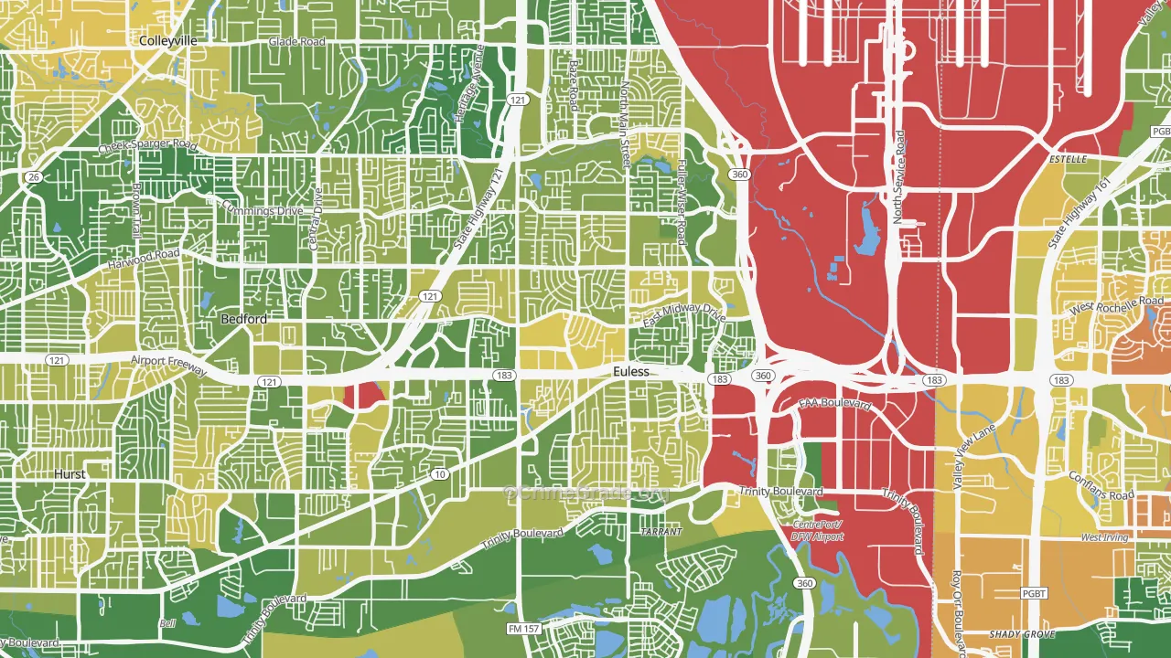 Euless, TX Map of Murder Rates