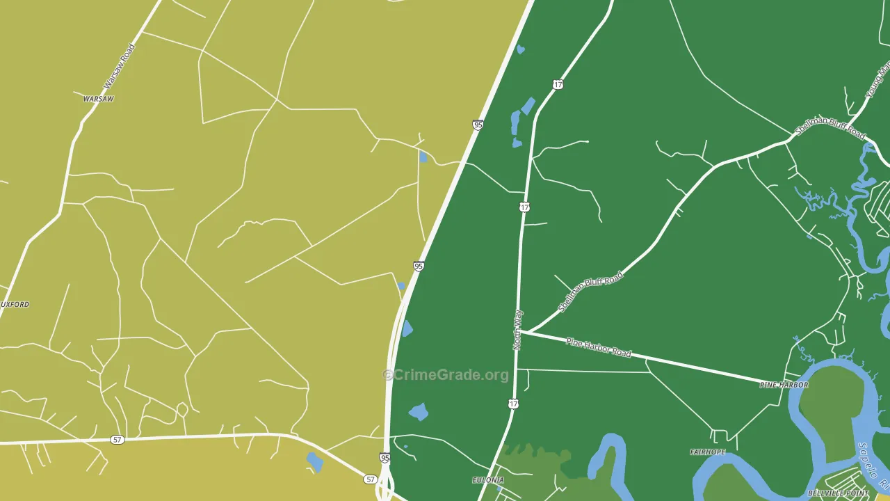 Eulonia, GA Map of Murder Rates