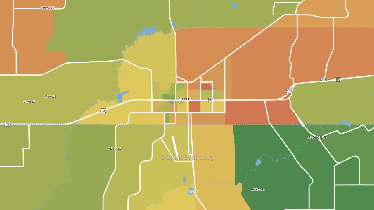 Eunice, LA Map of Murder Rates