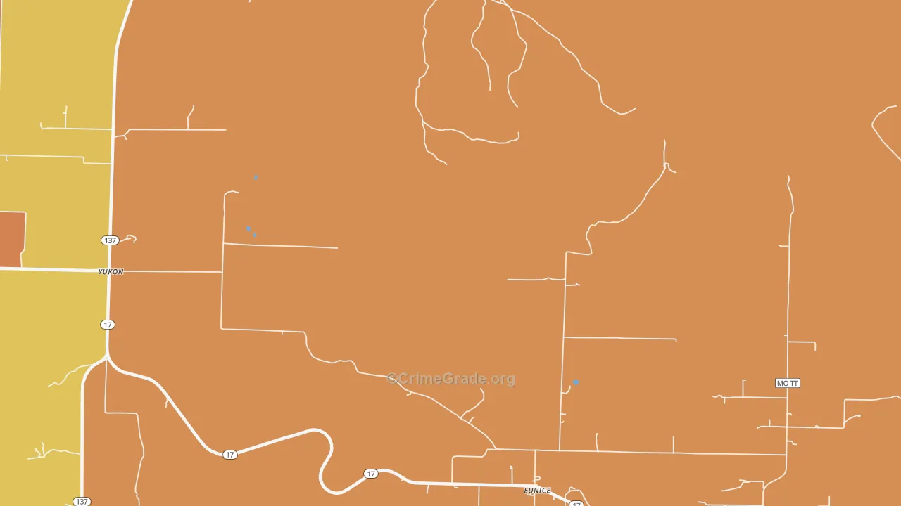 Eunice, MO Map of Murder Rates