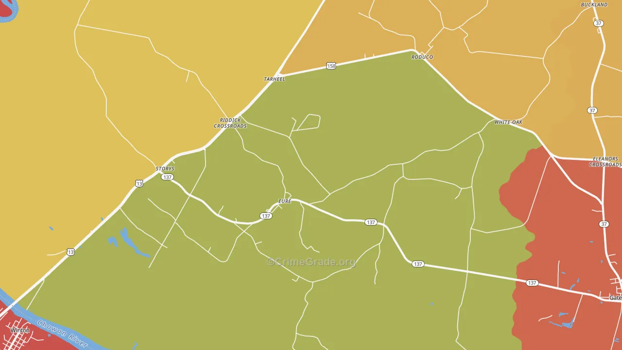 Eure, NC Map of Murder Rates