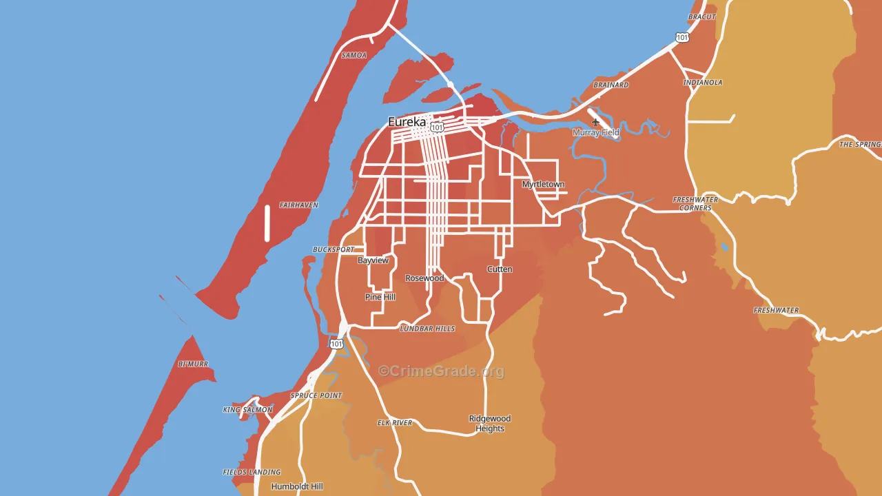 Eureka, CA Map of Murder Rates