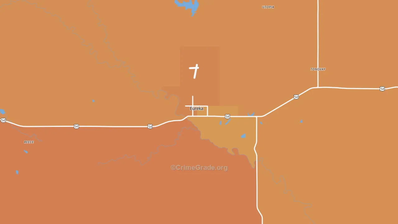Eureka, KS Map of Murder Rates