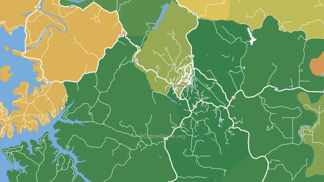 Eureka Springs, AR Map of Murder Rates