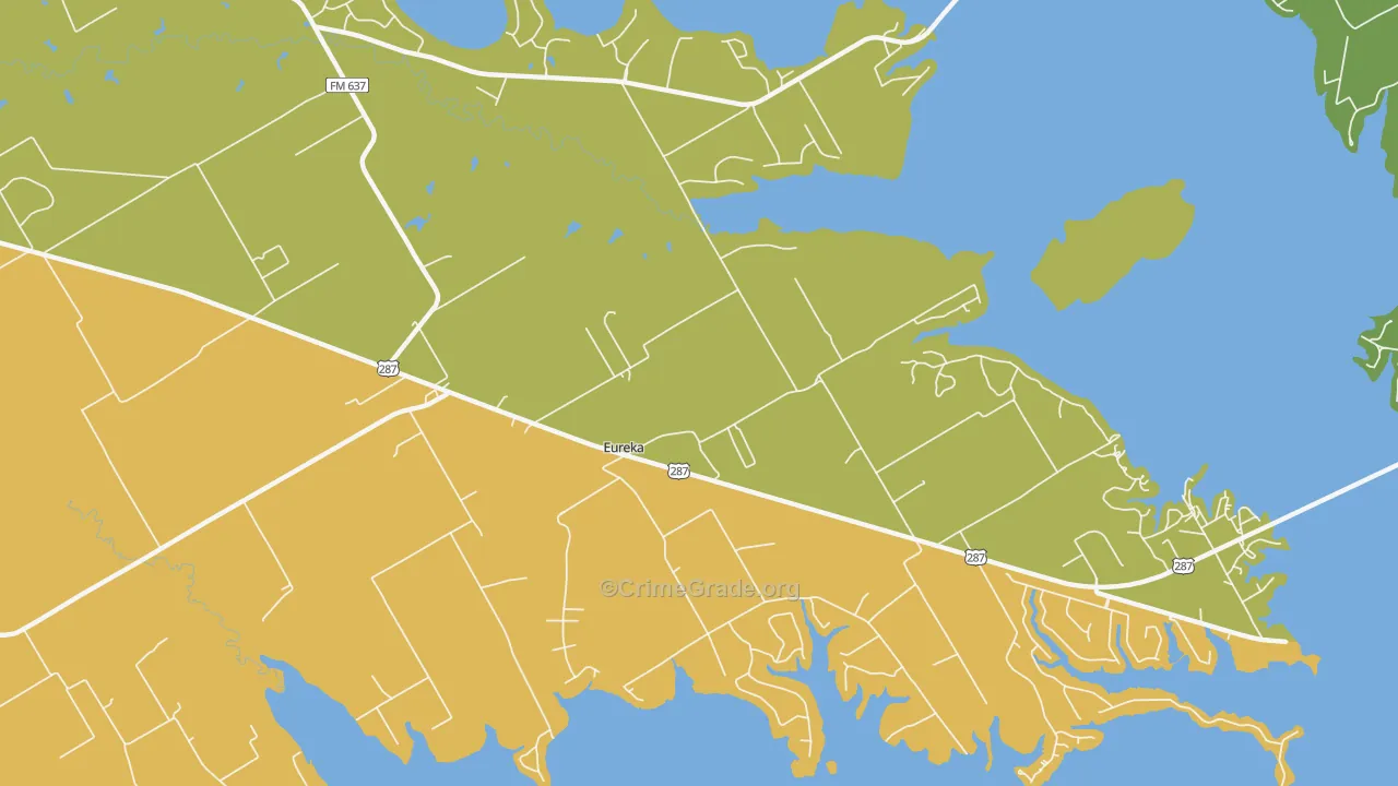 Eureka, TX Map of Murder Rates