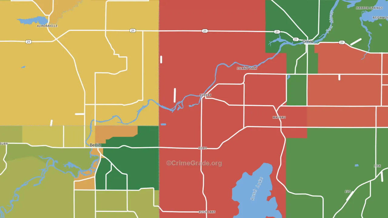 Eureka, WI Map of Murder Rates