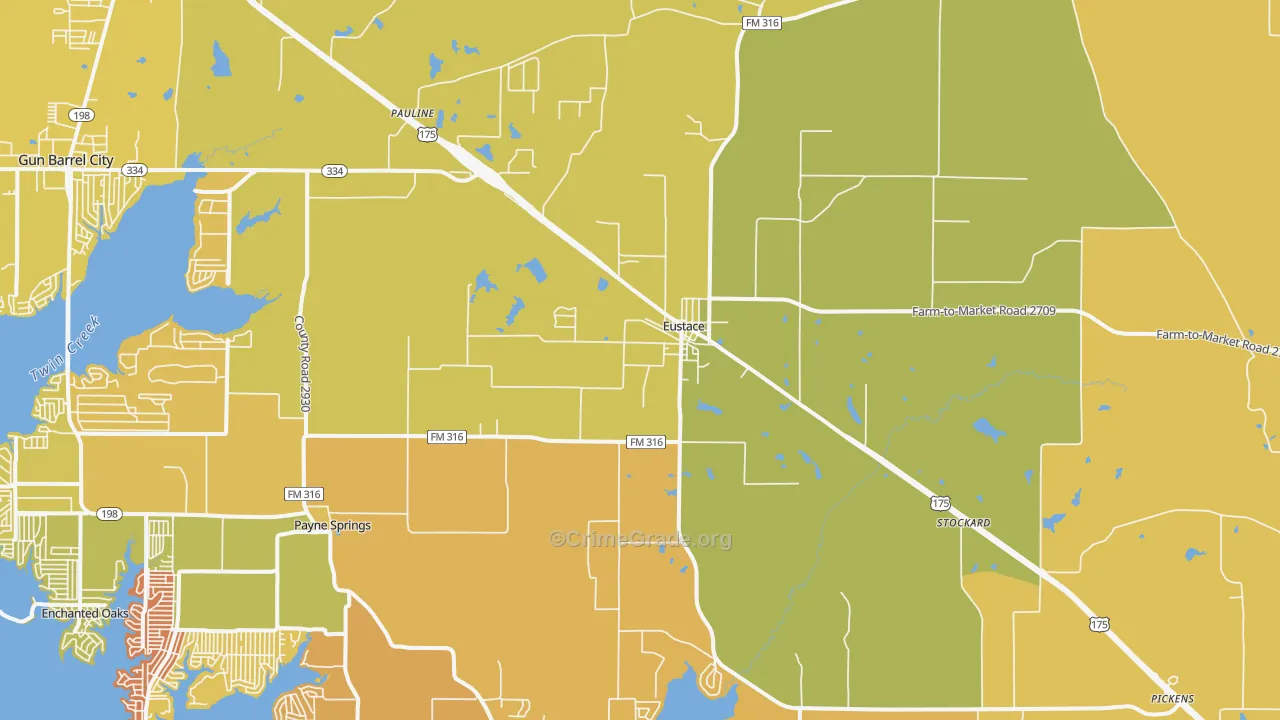 Eustace, TX Map of Murder Rates