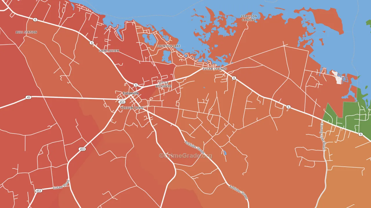 Eutawville, SC Map of Murder Rates