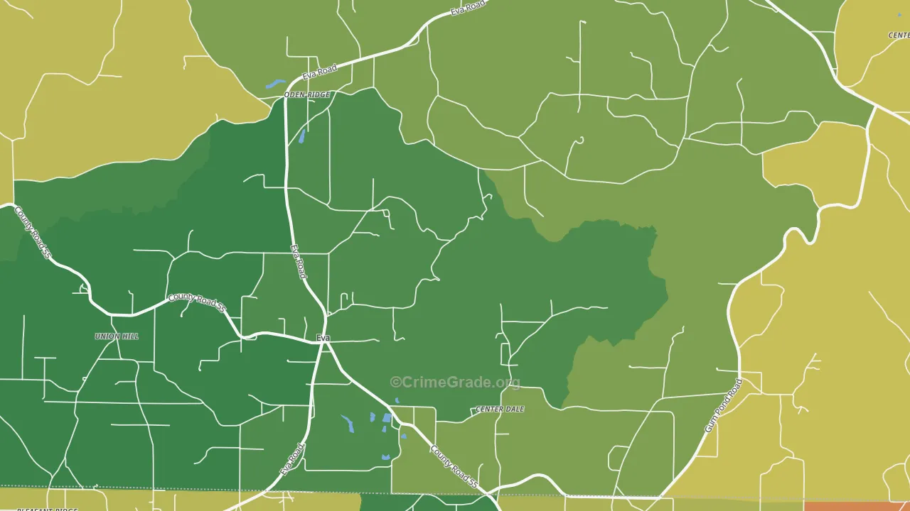 Eva, AL Map of Murder Rates
