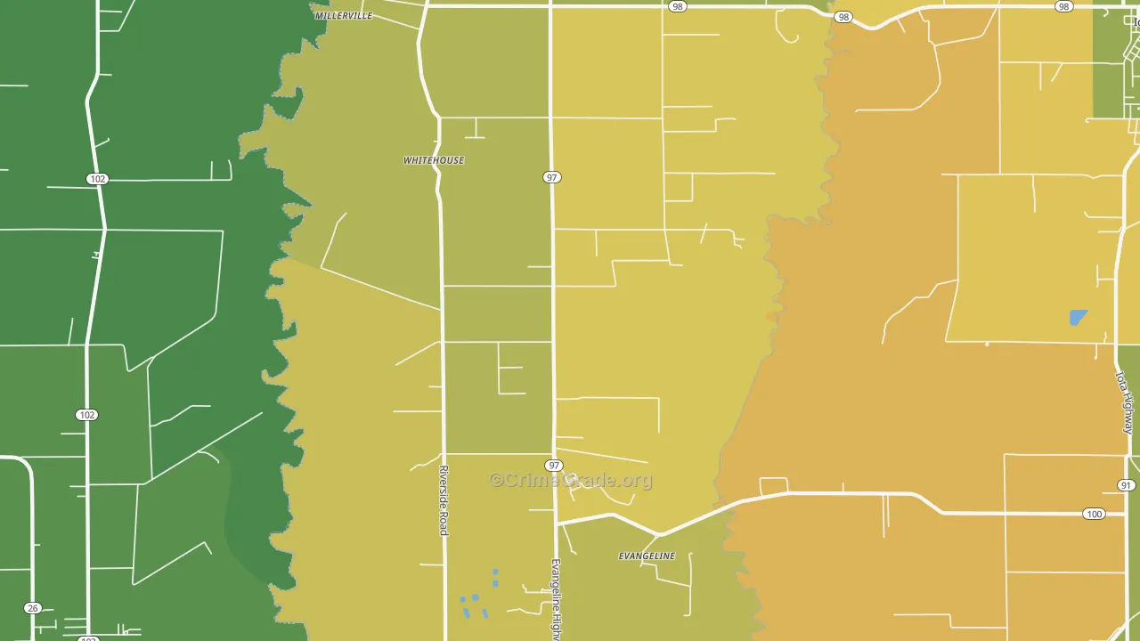 Evangeline, LA Map of Murder Rates