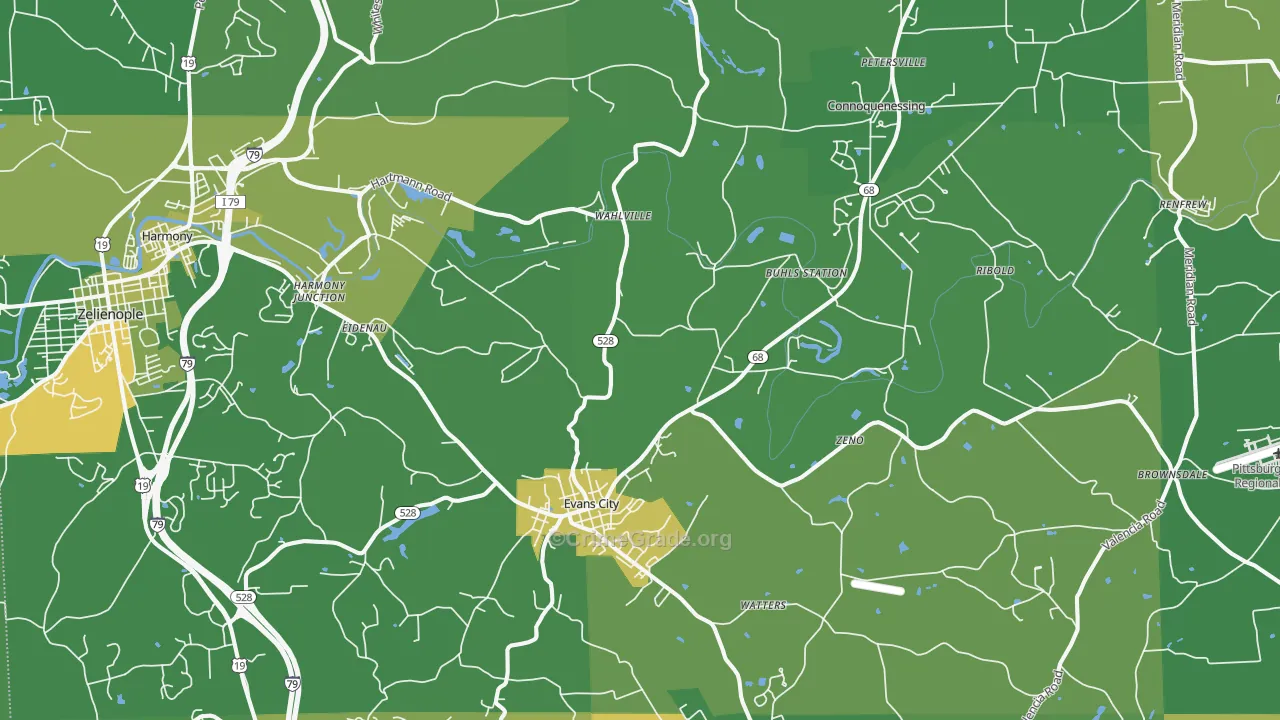 Evans City, PA Map of Murder Rates