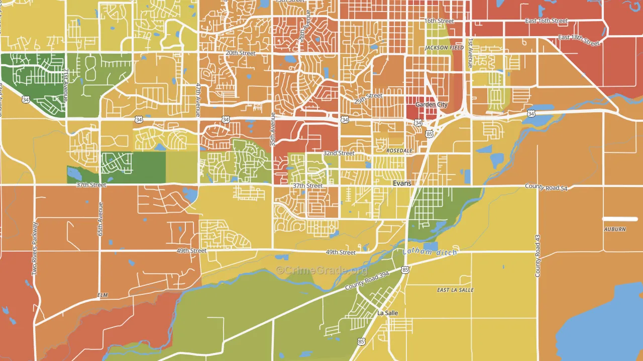 Evans, CO Map of Murder Rates