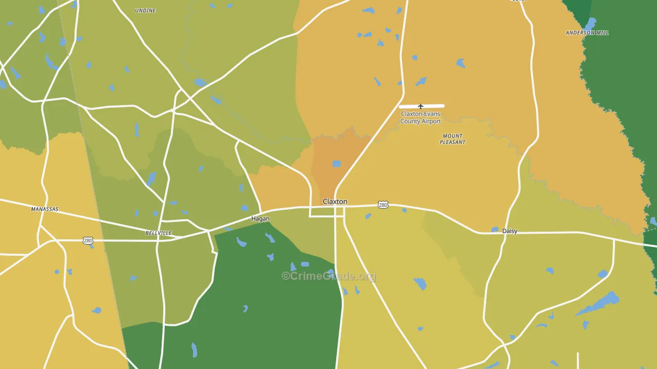 Evans County, GA Map of Murder Rates