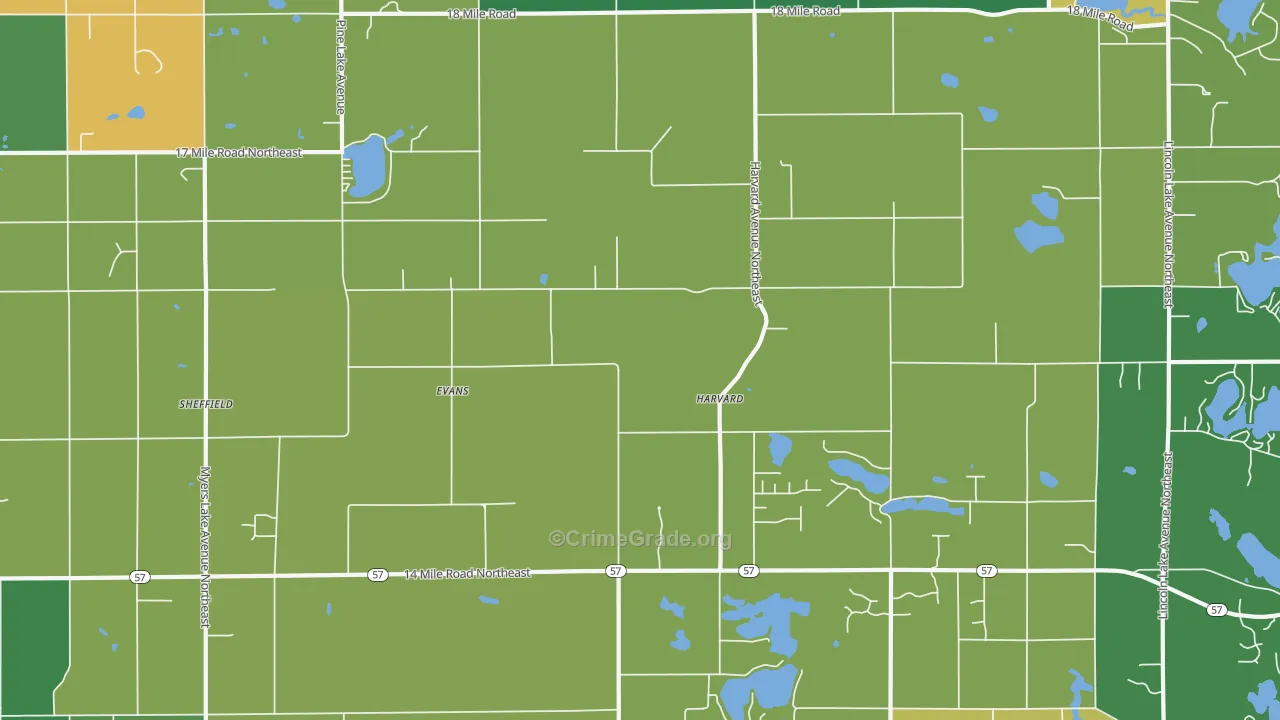 Evans, MI Map of Murder Rates