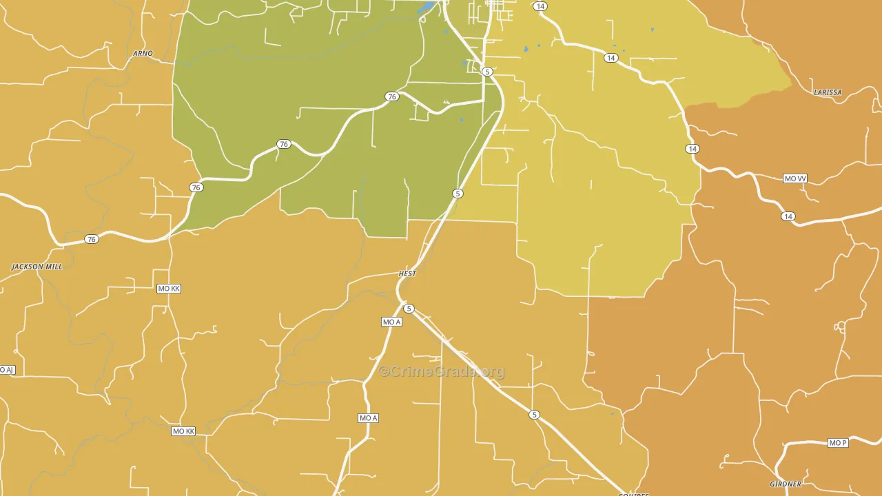 Evans, MO Map of Murder Rates