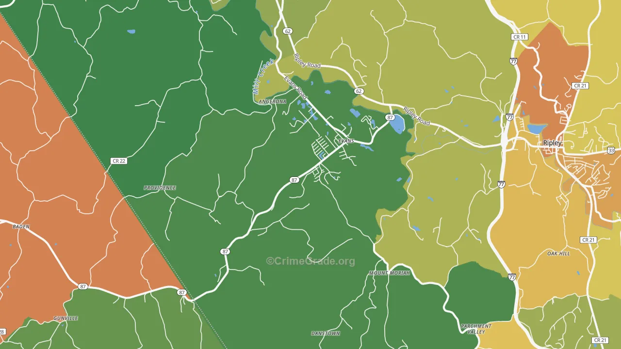 Evans, WV Map of Murder Rates