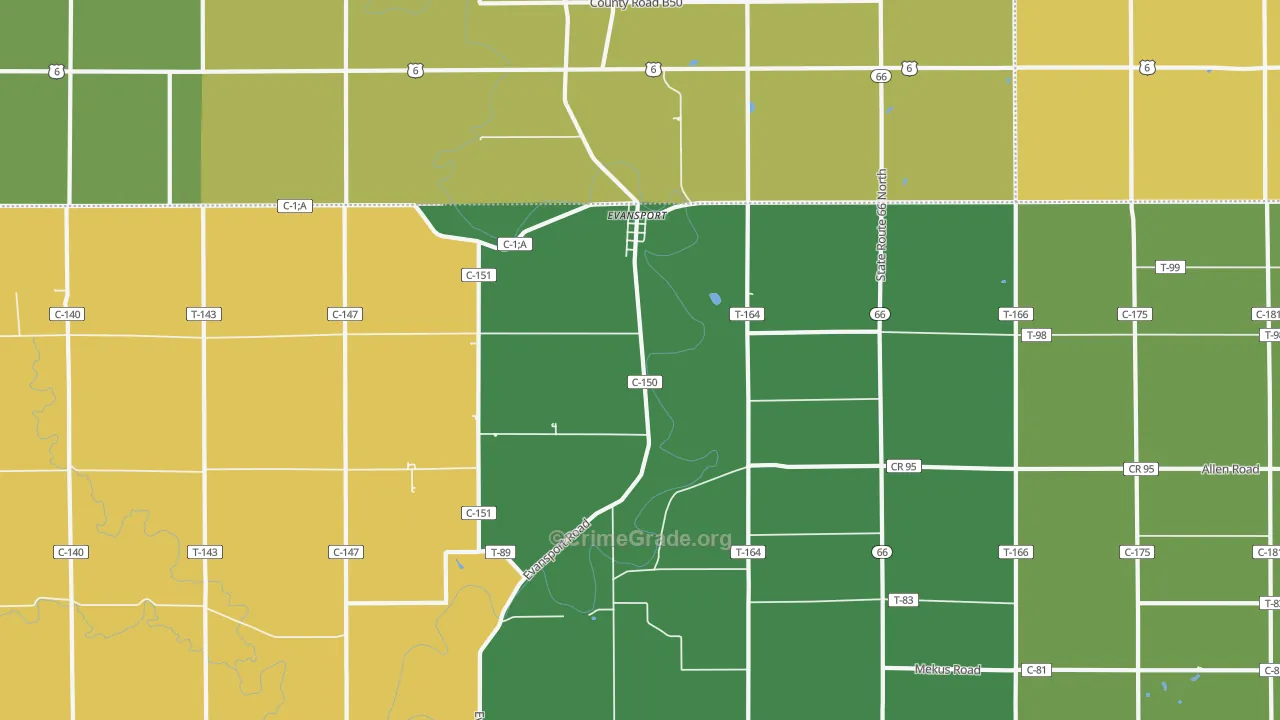 Evansport, OH Map of Murder Rates