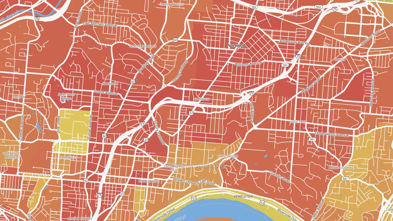 Evanston, Cincinnati, OH Map of Murder Rates