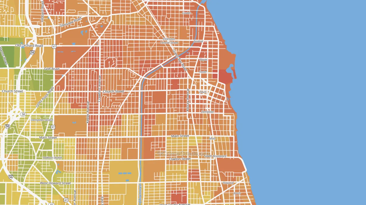 Evanston, IL Map of Murder Rates