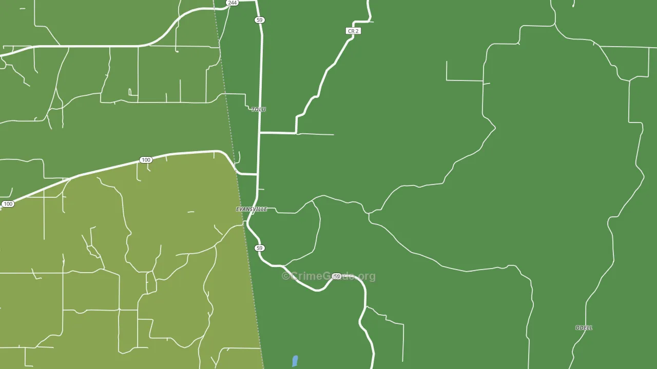 Evansville, AR Map of Murder Rates