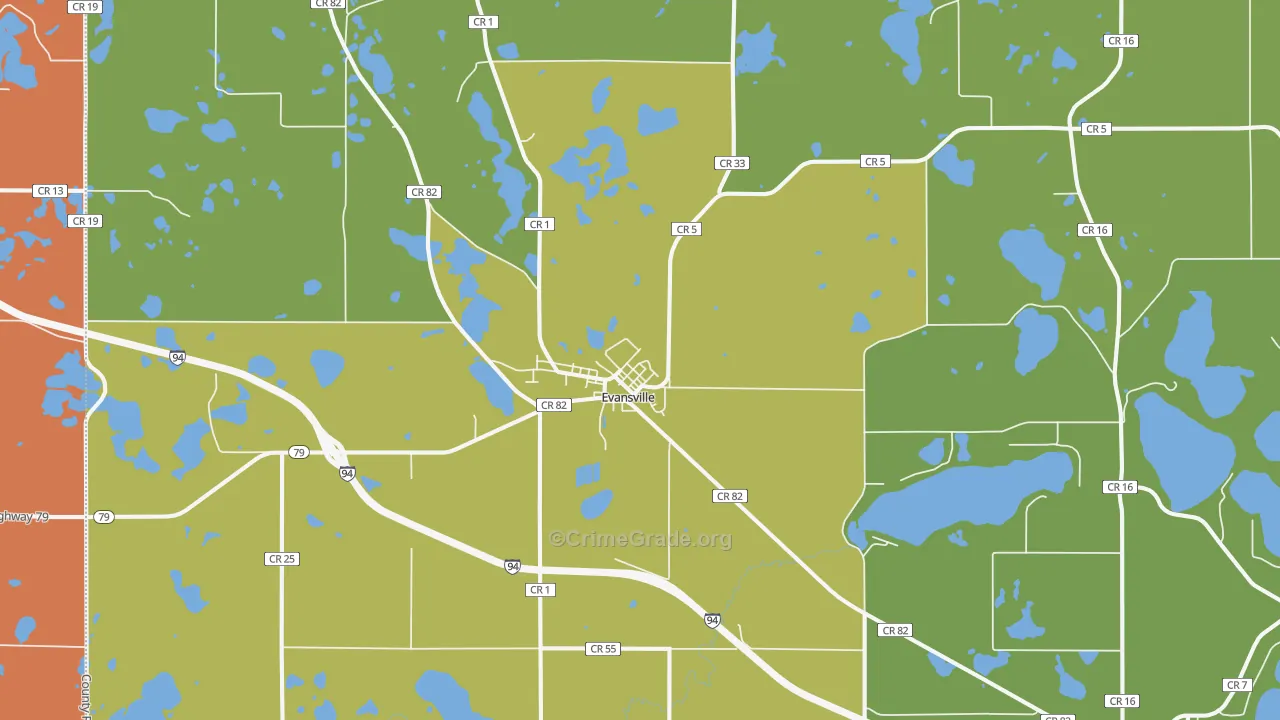Evansville, MN Map of Murder Rates